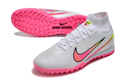 Nike Air Zoom Mercurial Superfly 9 Elite TF High-Tops Football Shoes - White/Pink/Black/Green