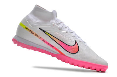 Nike Air Zoom Mercurial Superfly 9 Elite TF High-Tops Football Shoes - White/Pink/Black/Green