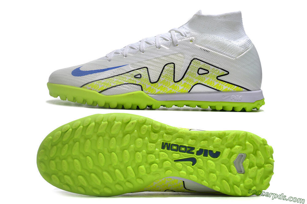 Nike Air Zoom Mercurial Superfly 9 Elite TF High-Tops Football Shoes - White/Blue/Yellow 0