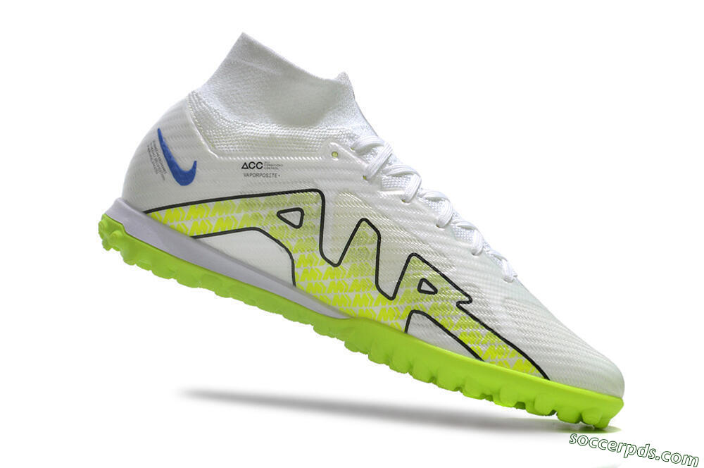 Nike Air Zoom Mercurial Superfly 9 Elite TF High-Tops Football Shoes - White/Blue/Yellow 4