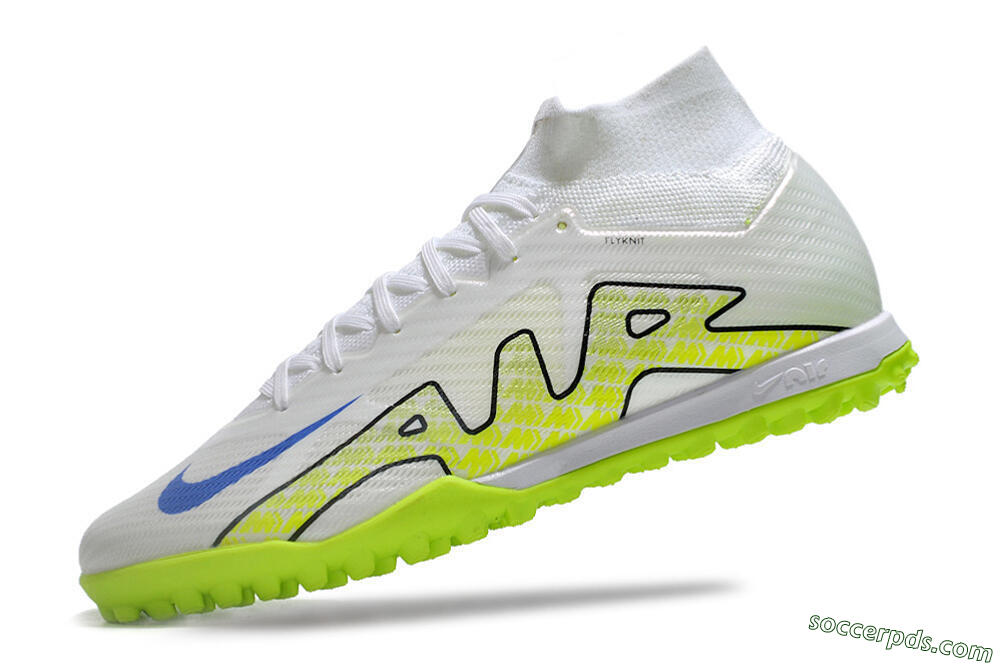 Nike Air Zoom Mercurial Superfly 9 Elite TF High-Tops Football Shoes - White/Blue/Yellow 5