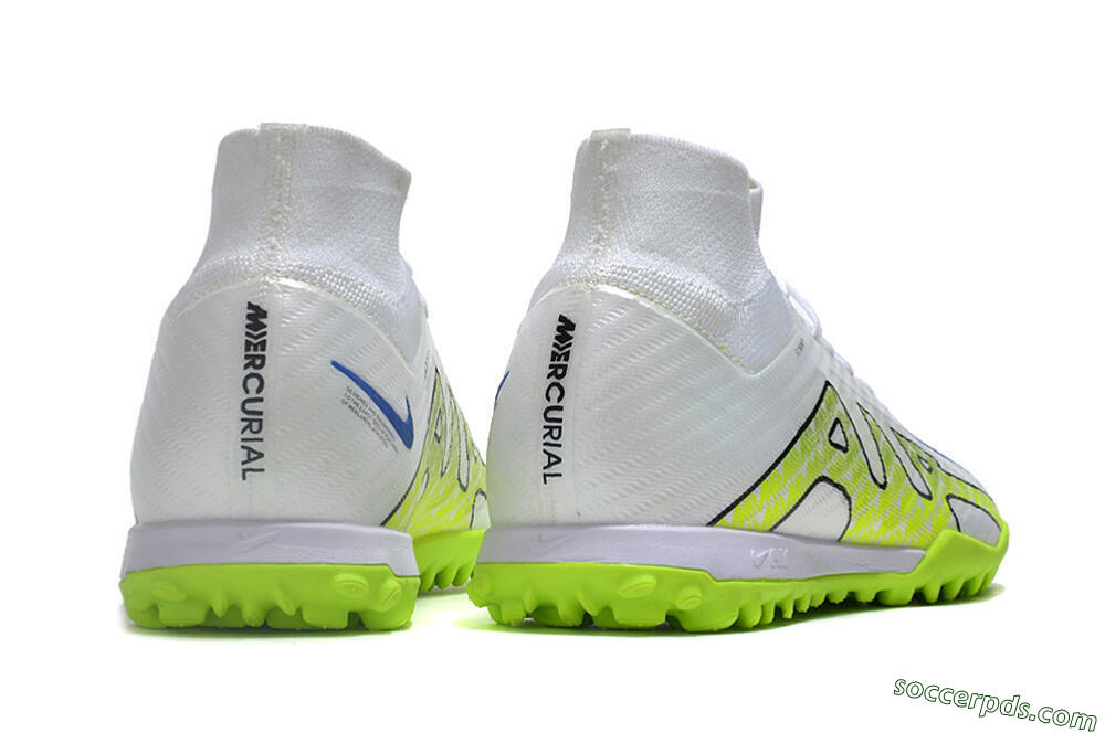 Nike Air Zoom Mercurial Superfly 9 Elite TF High-Tops Football Shoes - White/Blue/Yellow 6