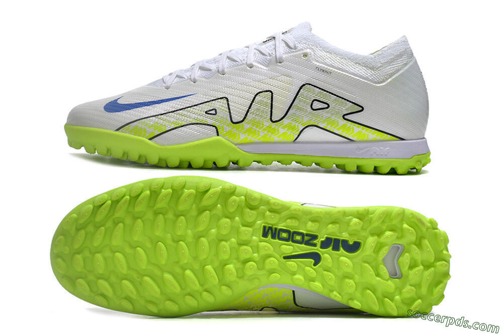 Nike Air Zoom Mercurial Vapor 15 Elite TF Low-Tops Football Shoes - White/Blue/Yellow 0