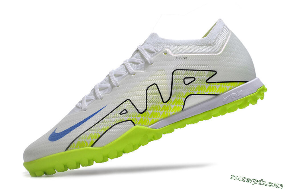 Nike Air Zoom Mercurial Vapor 15 Elite TF Low-Tops Football Shoes - White/Blue/Yellow 5