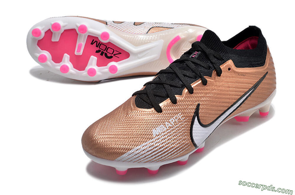 Nike Air Zoom Mercurial Vapor 15 Elite AG Low-Tops Football Boots - Gold/Black/White 3