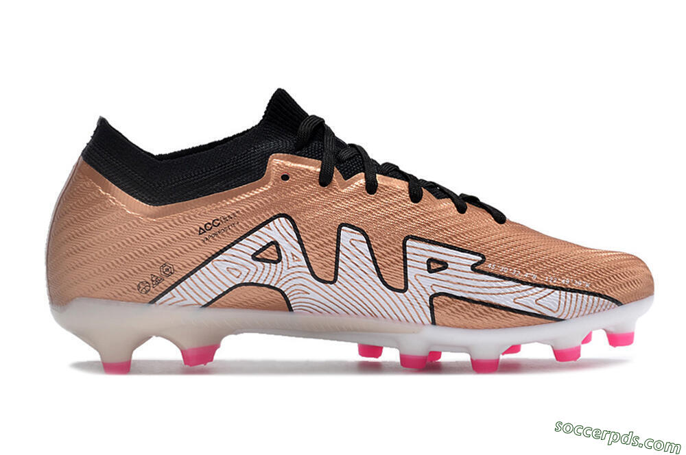 Nike Air Zoom Mercurial Vapor 15 Elite AG Low-Tops Football Boots - Gold/Black/White 5