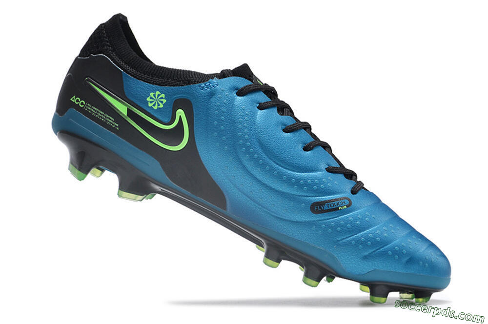 Nike Tiempo Legend 10 Elite FG Low-Tops Football Boots - Blue/Green/Black 4
