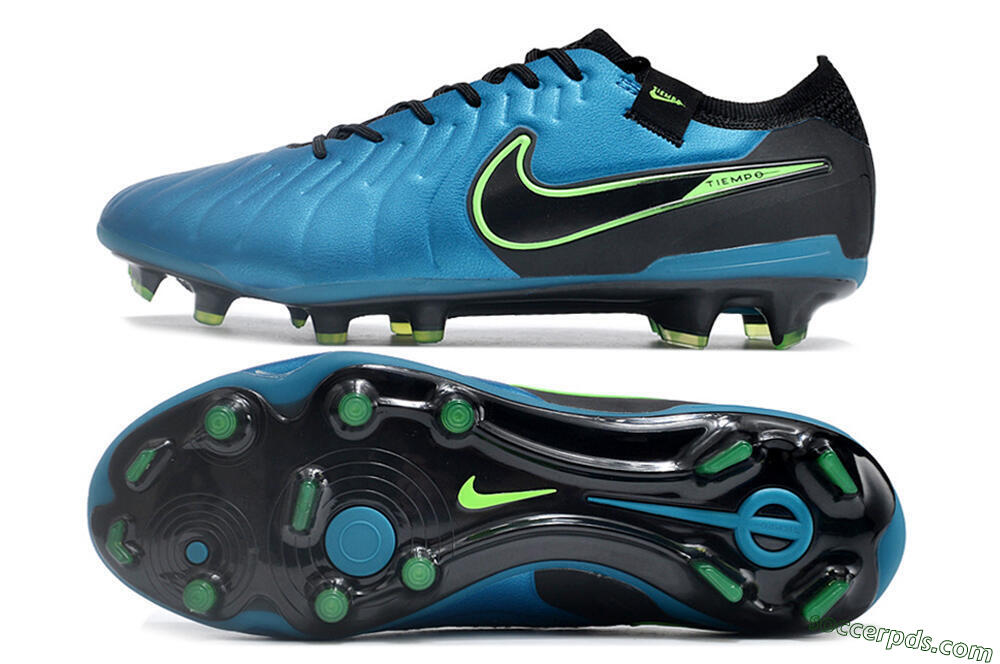 Nike Tiempo Legend 10 Elite FG Low-Tops Football Boots - Blue/Green/Black 0