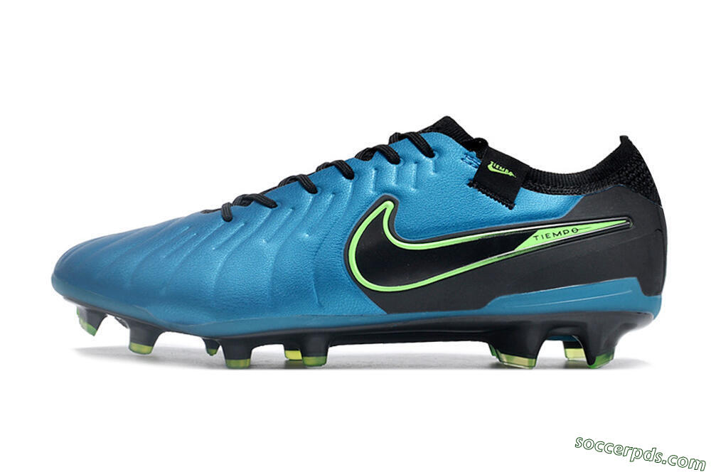 Nike Tiempo Legend 10 Elite FG Low-Tops Football Boots - Blue/Green/Black 2