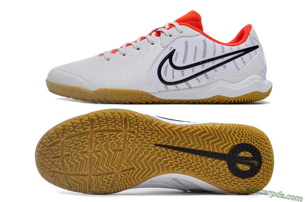 Nike Tiempo Legend 10 Academy IC Low-Tops Football Shoes - White/Black/Red 0