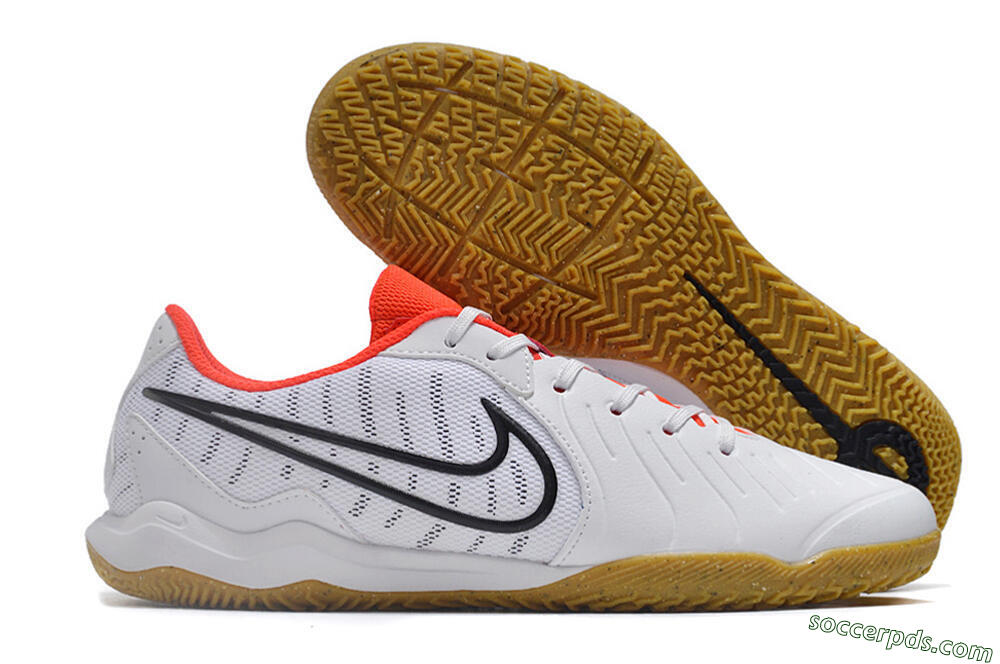 Nike Tiempo Legend 10 Academy IC Low-Tops Football Shoes - White/Black/Red 1