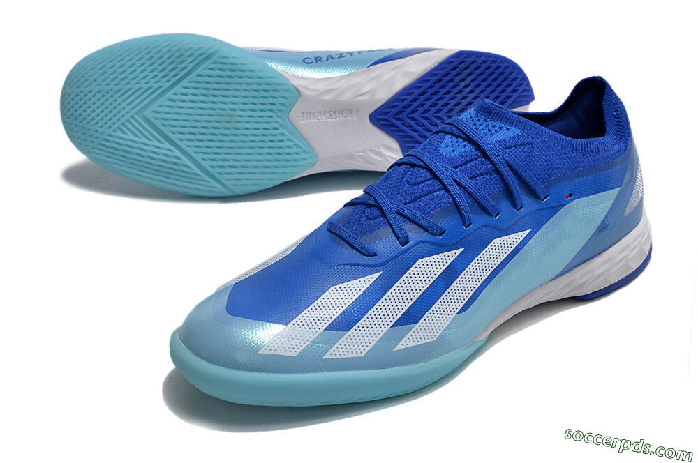 Adidas X Crazyfast.1 IC Low-Tops Football Shoes - Blue/White/Jade 3