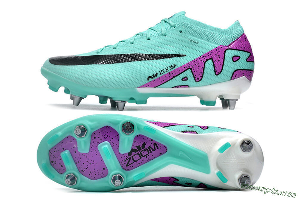 Nike Air Zoom Mercurial Vapor 15 Elite SG Low-Tops Football Boots - Turquoise/Black/White/Purple 0