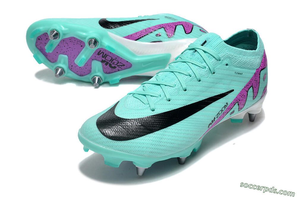 Nike Air Zoom Mercurial Vapor 15 Elite SG Low-Tops Football Boots - Turquoise/Black/White/Purple 3
