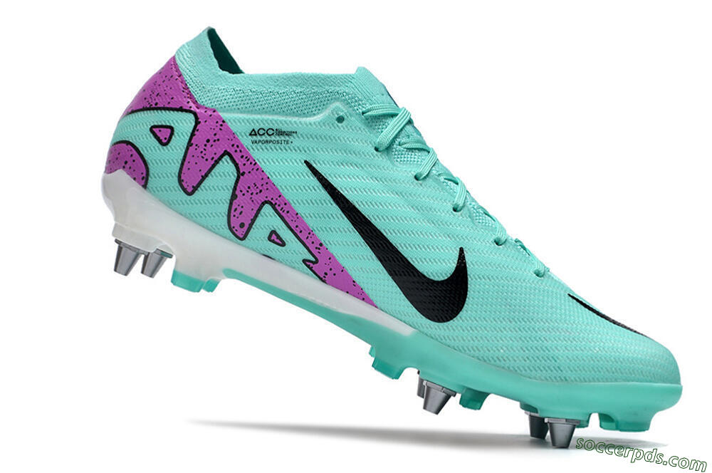 Nike Air Zoom Mercurial Vapor 15 Elite SG Low-Tops Football Boots - Turquoise/Black/White/Purple 4