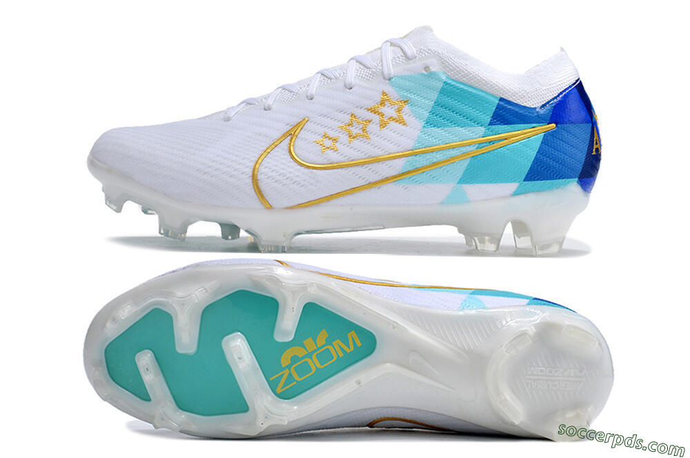 Nike Air Zoom Mercurial Vapor 15 Elite FG Low-Tops Football Boots - White/Blue/Gold 0