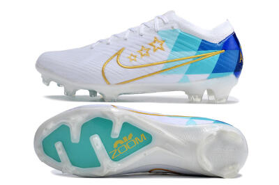 Nike Air Zoom Mercurial Vapor 15 Elite FG Low-Tops Football Boots - White/Blue/Gold