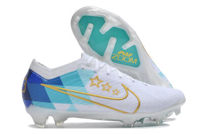 Nike Air Zoom Mercurial Vapor 15 Elite FG Low-Tops Football Boots - White/Blue/Gold