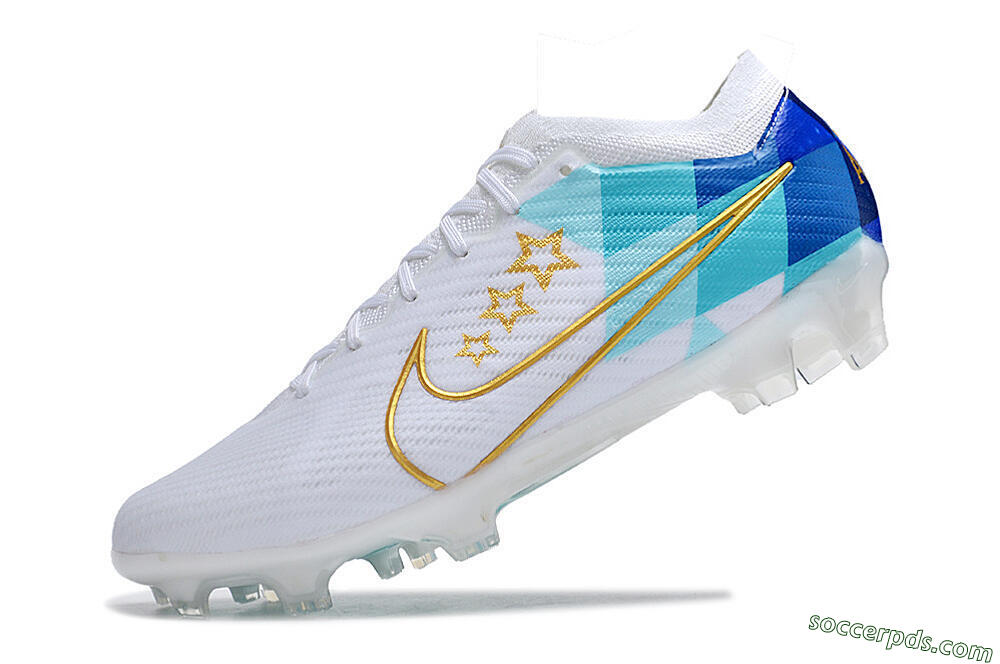 Nike Air Zoom Mercurial Vapor 15 Elite FG Low-Tops Football Boots - White/Blue/Gold 5