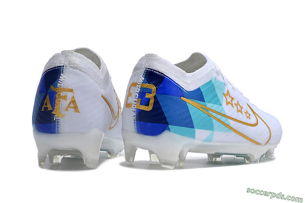 Nike Air Zoom Mercurial Vapor 15 Elite FG Low-Tops Football Boots - White/Blue/Gold 6