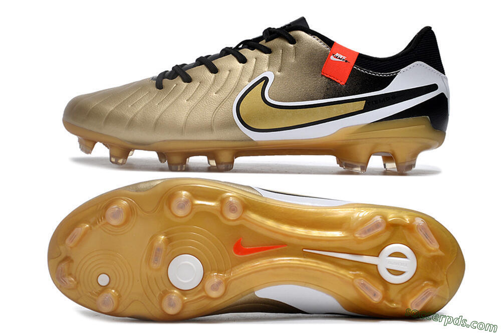 Nike Tiempo Legend 10 Pro FG Low-Tops Football Boots - Gold/Black/White 0