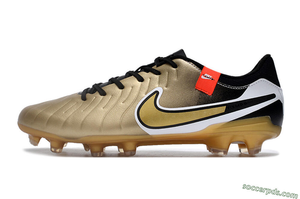 Nike Tiempo Legend 10 Pro FG Low-Tops Football Boots - Gold/Black/White 2