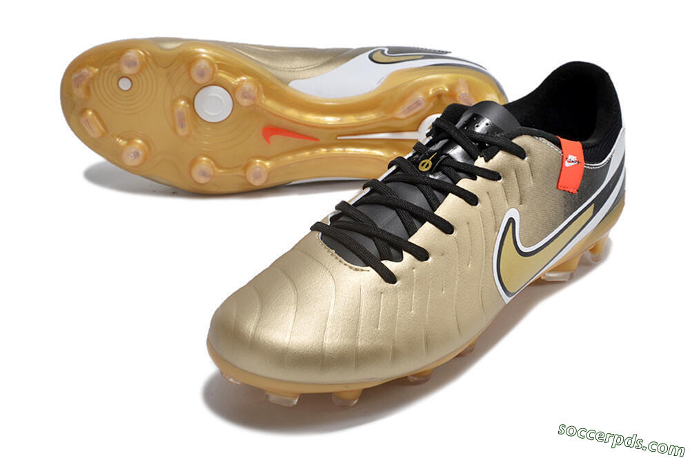 Nike Tiempo Legend 10 Pro FG Low-Tops Football Boots - Gold/Black/White 3