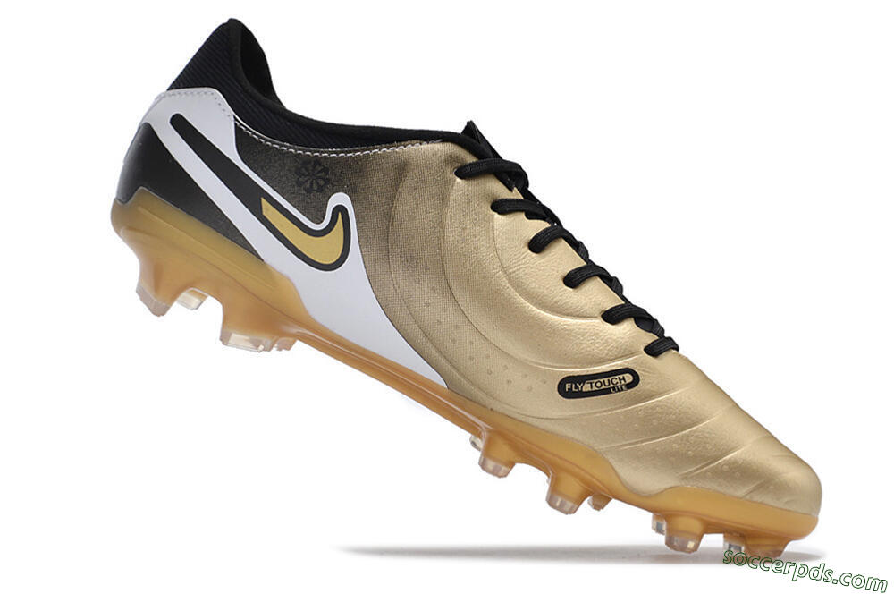 Nike Tiempo Legend 10 Pro FG Low-Tops Football Boots - Gold/Black/White 4