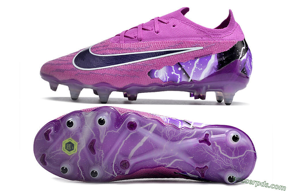 Nike Phantom GX Thunder Elite Link SG Low-Tops Football Boots - Purple/White/Black 0