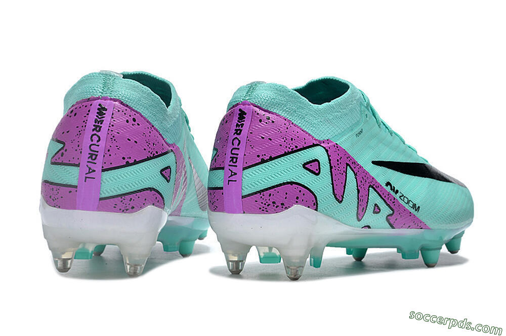 Nike Air Zoom Mercurial Vapor 15 Elite SG Low-Tops Football Boots - Turquoise/Black/White/Purple 6