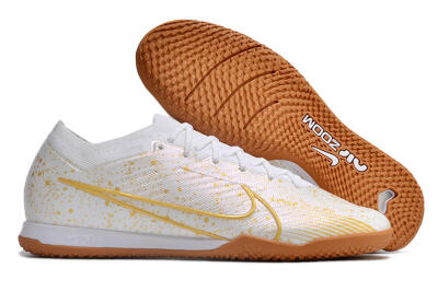 Nike Air Zoom Mercurial Vapor 15 Elite IC Low-Tops Football Shoes - White/Gold/Brown