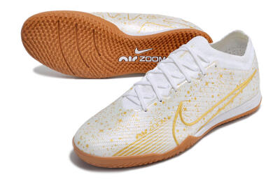 Nike Air Zoom Mercurial Vapor 15 Elite IC Low-Tops Football Shoes - White/Gold/Brown