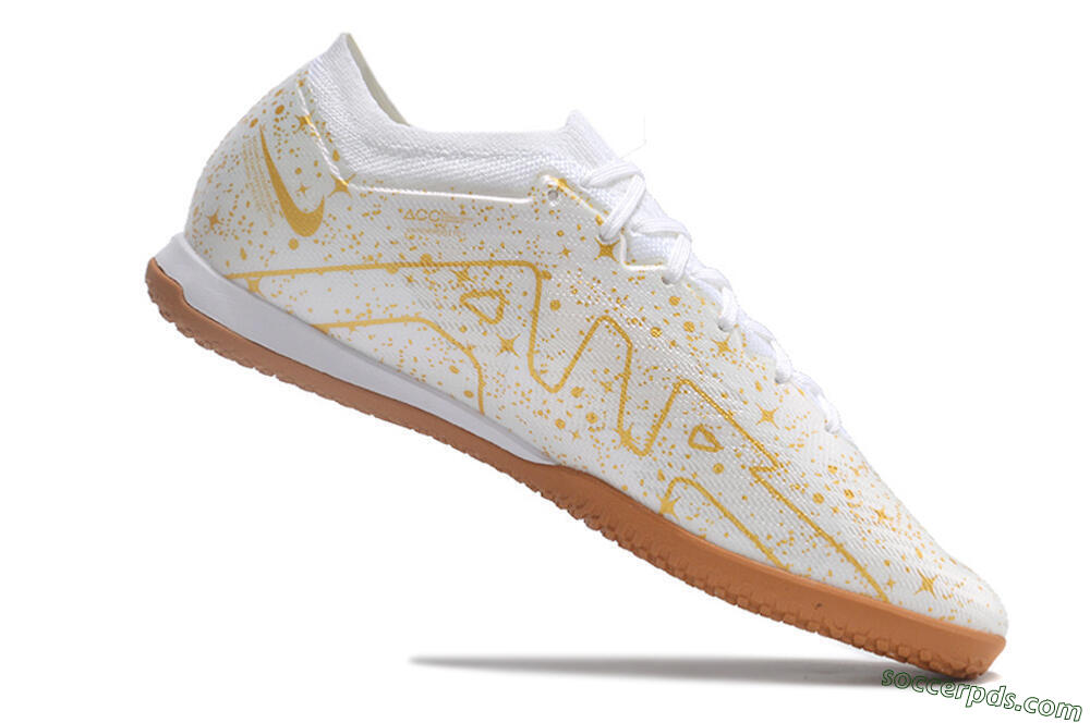 Nike Air Zoom Mercurial Vapor 15 Elite IC Low-Tops Football Shoes - White/Gold/Brown 4