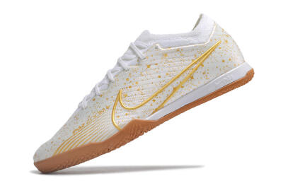 Nike Air Zoom Mercurial Vapor 15 Elite IC Low-Tops Football Shoes - White/Gold/Brown