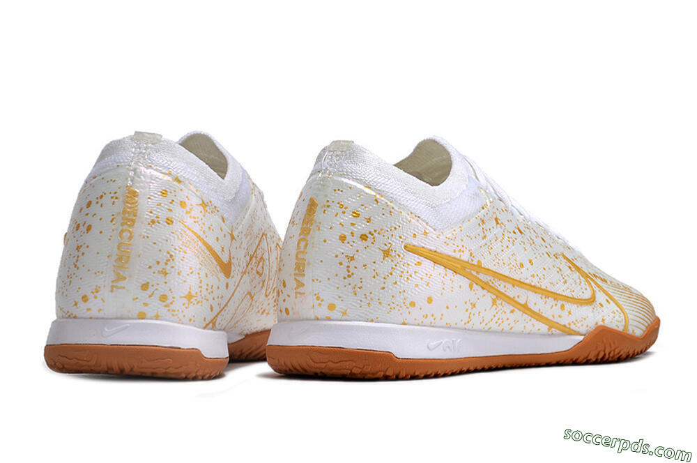 Nike Air Zoom Mercurial Vapor 15 Elite IC Low-Tops Football Shoes - White/Gold/Brown 6