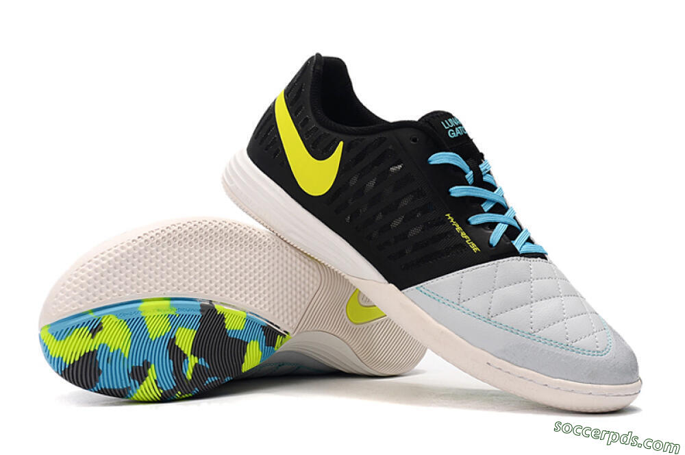 Nike Lunar Gato 2 IC Low-Tops Football Shoes - Black/Blue/Yellow 0