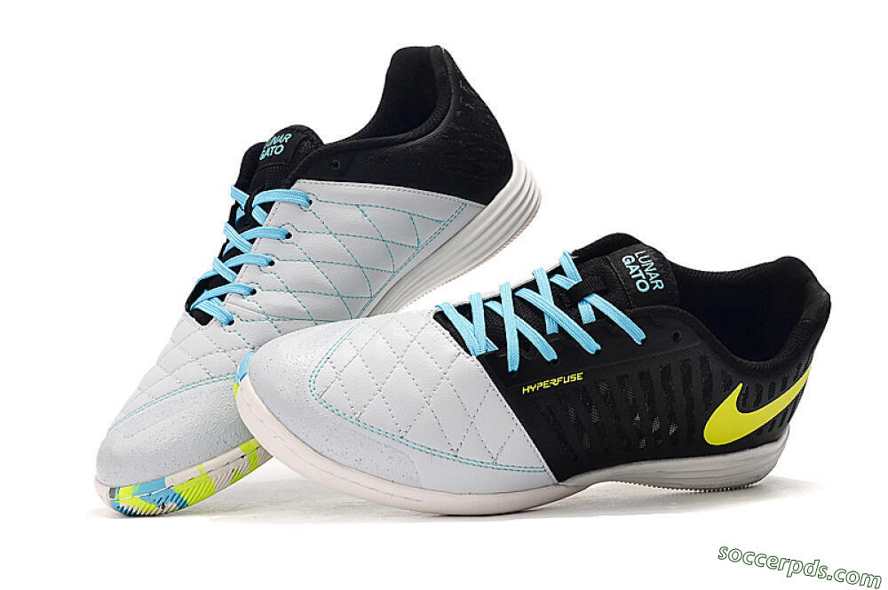 Nike Lunar Gato 2 IC Low-Tops Football Shoes - Black/Blue/Yellow 3