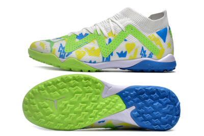 Puma Future Ultimate TF Low-Tops Football Shoes - White/Blue/Yellow/Green