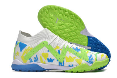Puma Future Ultimate TF Low-Tops Football Shoes - White/Blue/Yellow/Green