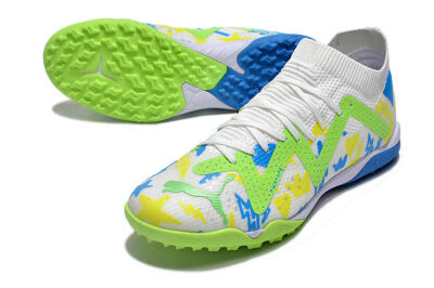 Puma Future Ultimate TF Low-Tops Football Shoes - White/Blue/Yellow/Green