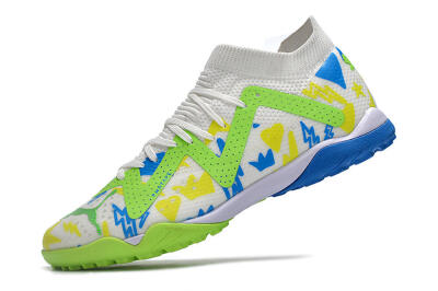 Puma Future Ultimate TF Low-Tops Football Shoes - White/Blue/Yellow/Green