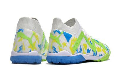 Puma Future Ultimate TF Low-Tops Football Shoes - White/Blue/Yellow/Green