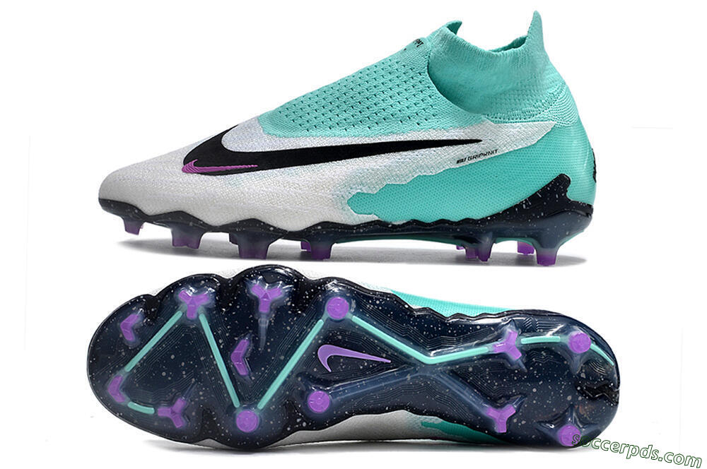 Nike Phantom GX Elite DF FG High-Tops Football Boots - White/Purple/Jade 0