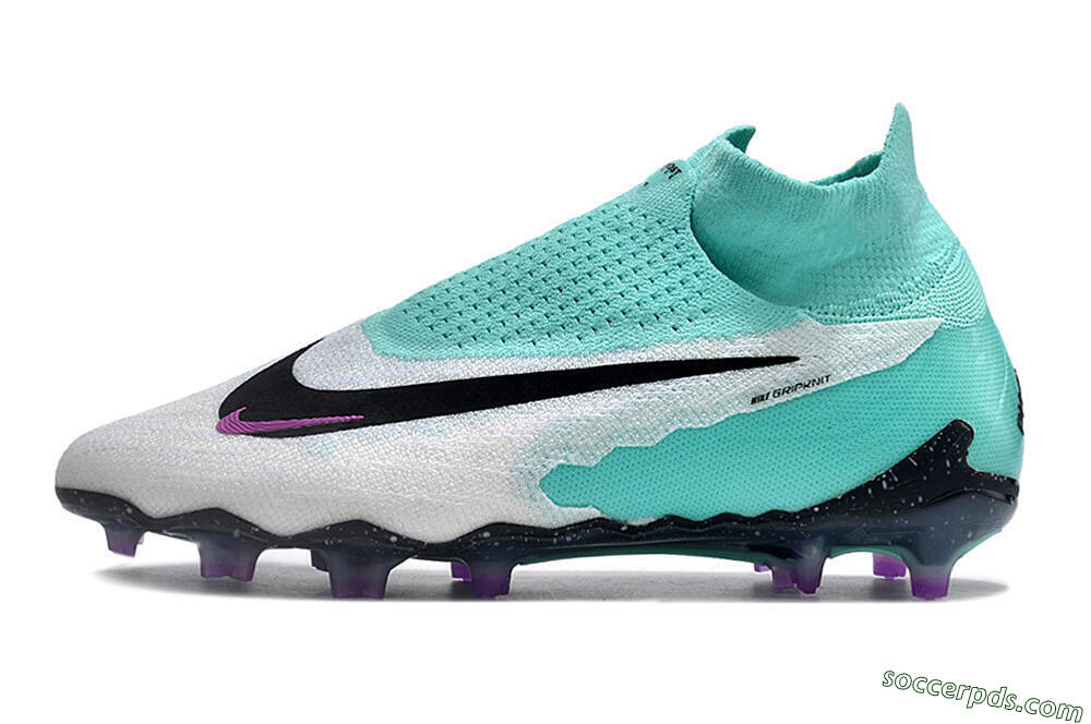 Nike Phantom GX Elite DF FG High-Tops Football Boots - White/Purple/Jade 2
