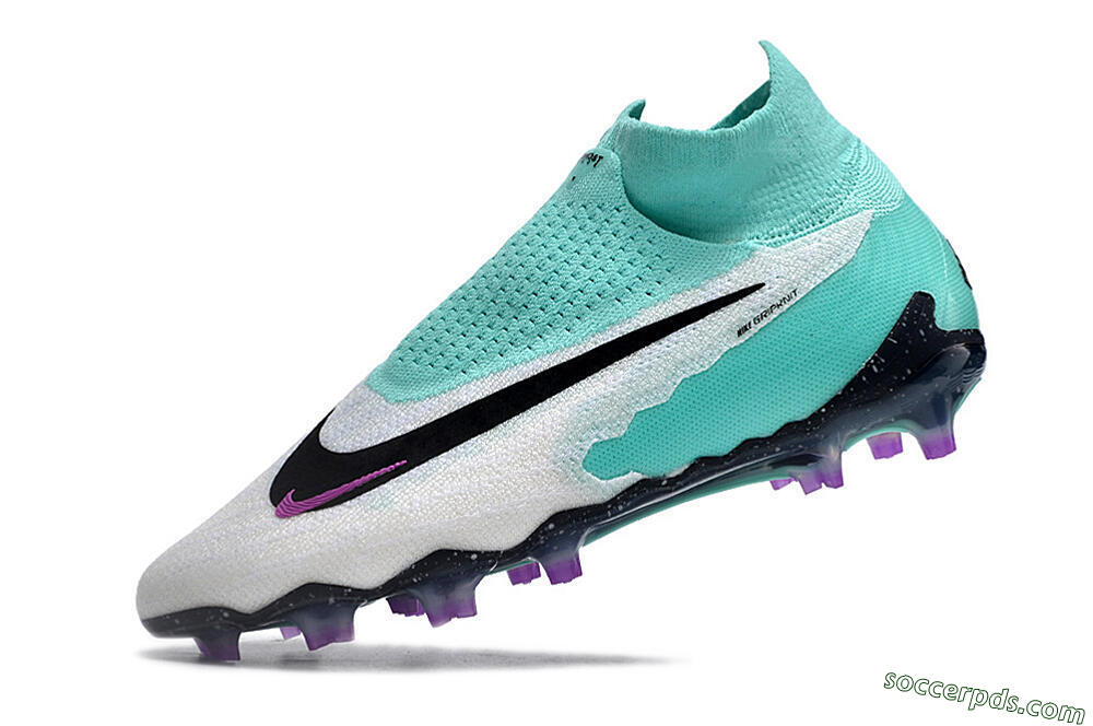 Nike Phantom GX Elite DF FG High-Tops Football Boots - White/Purple/Jade 5