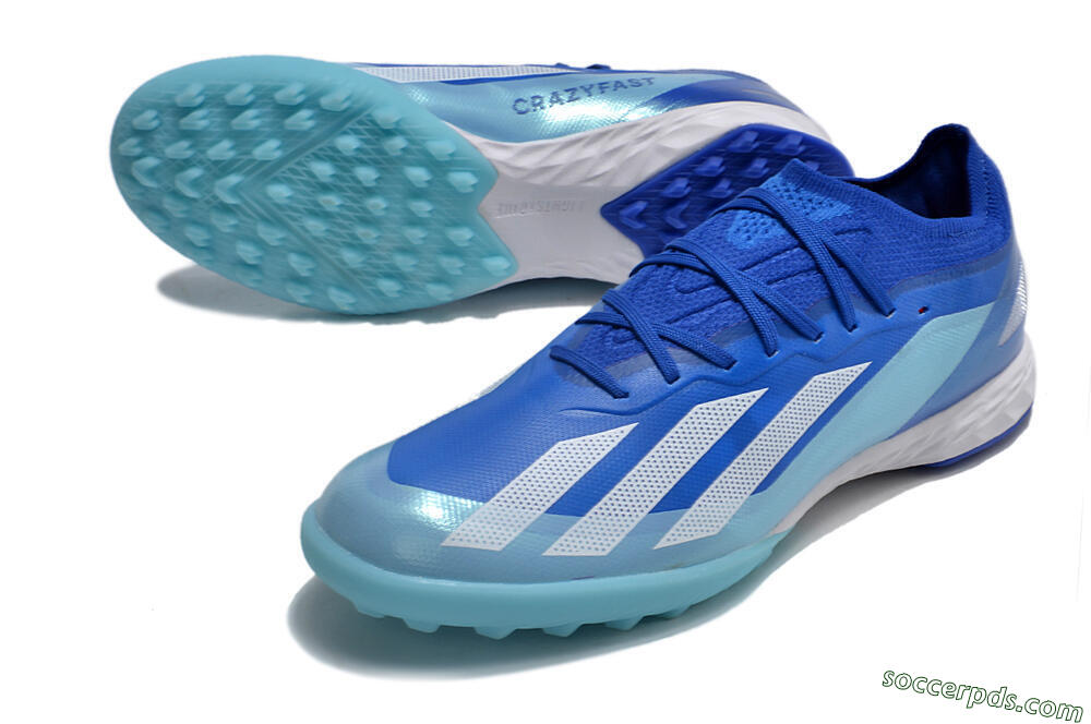 Adidas X Crazyfast.1 TF Low-Tops Football Shoes - Blue/Silver/White 3