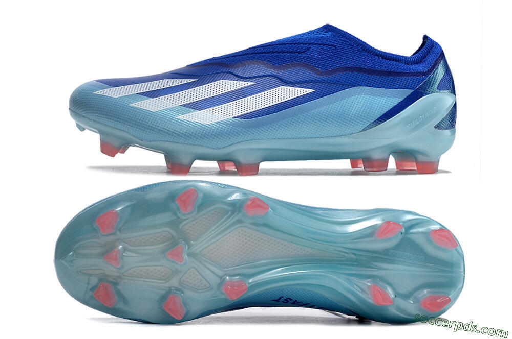 Adidas X Crazyfast.1 Laceless FG Low-Tops Football Boots - Blue/White/Jade 0