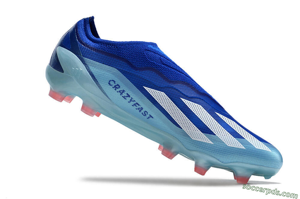 Adidas X Crazyfast.1 Laceless FG Low-Tops Football Boots - Blue/White/Jade 4