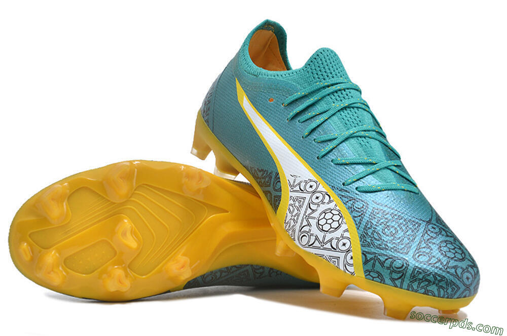 Puma Ultra Ultimate FG Low-Tops Football Boots - Jade/White/Yellow 3