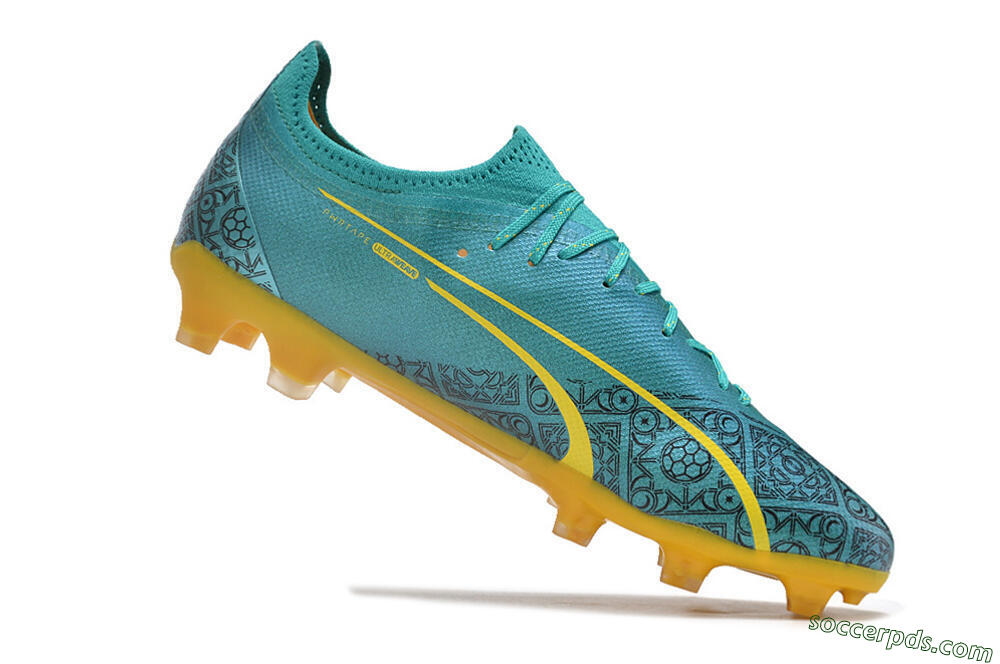 Puma Ultra Ultimate FG Low-Tops Football Boots - Jade/White/Yellow 4